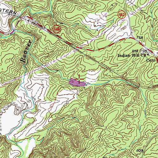 Topographic Map of Hall Dam, VA