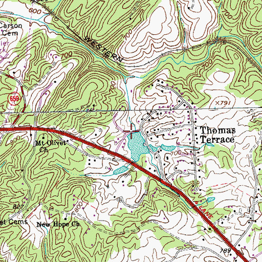 Topographic Map of Thomas Dam, VA