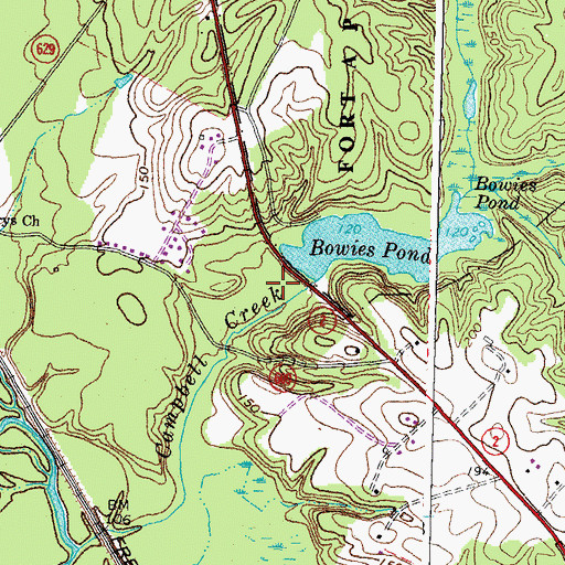 Topographic Map of Bowies Dam, VA