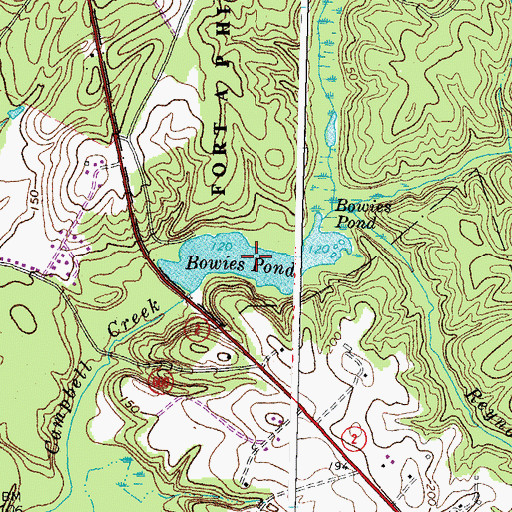 Topographic Map of Bowies Pond, VA
