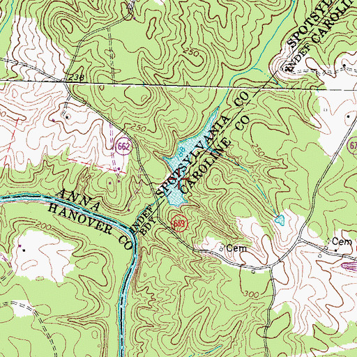 Topographic Map of James Dam, VA