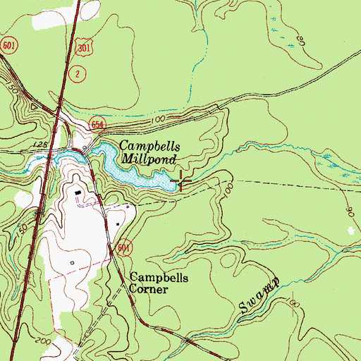 Topographic Map of Campbells Dam, VA