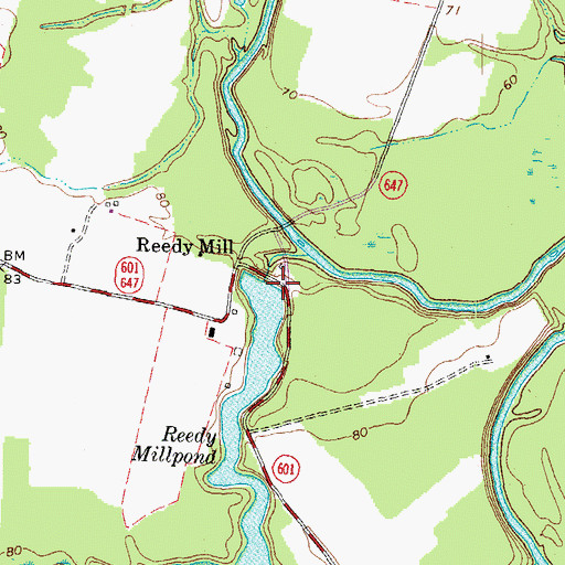 Topographic Map of Reedy Mill Dam, VA