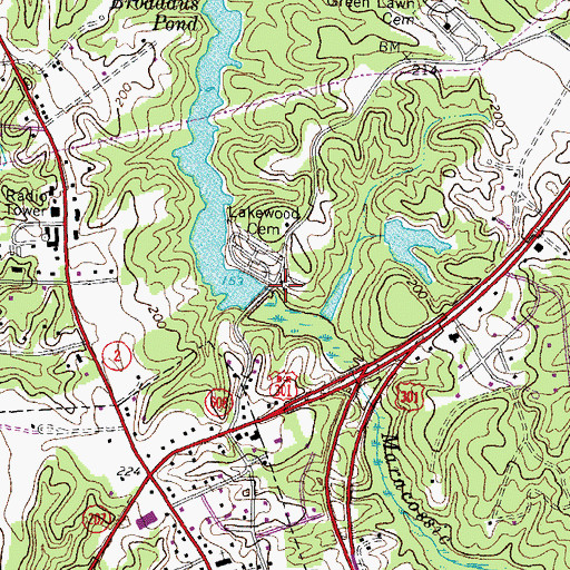 Topographic Map of Broaddus Dam, VA