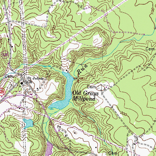Topographic Map of Old Grays Dam, VA