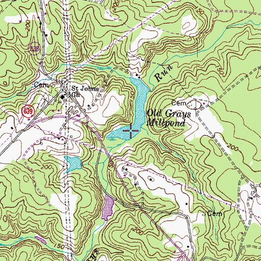Topographic Map of Old Grays Millpond, VA