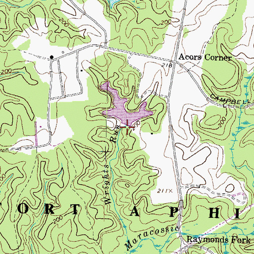 Topographic Map of Beaverdam Pond Dam, VA
