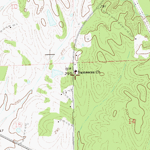 Topographic Map of Damascus School (historical), AL