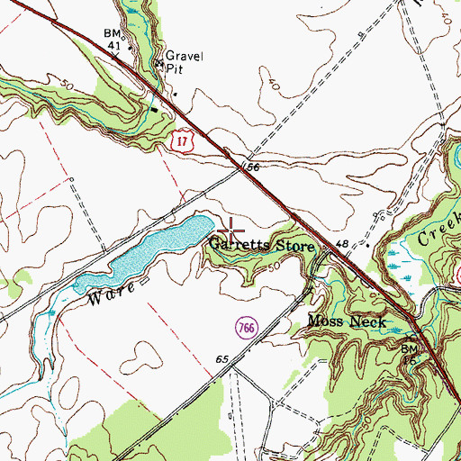 Topographic Map of Moss Neck Manor Lake Dam, VA
