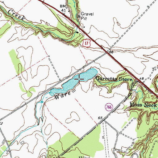 Topographic Map of Moss Neck Manor Lake, VA