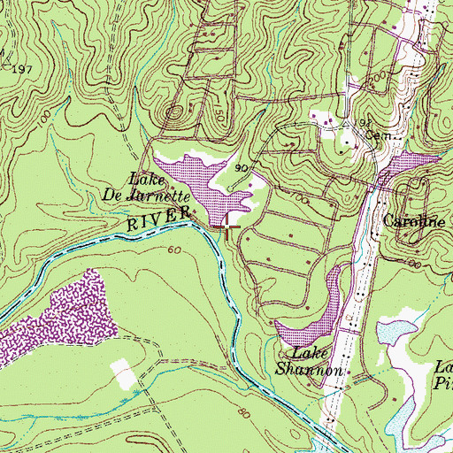 Topographic Map of Lake De Jarnette Dam, VA