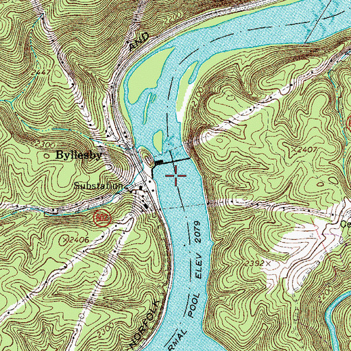 Topographic Map of Byllesby Reservoir, VA