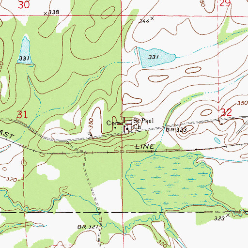Topographic Map of Saint Paul School (historical), AL