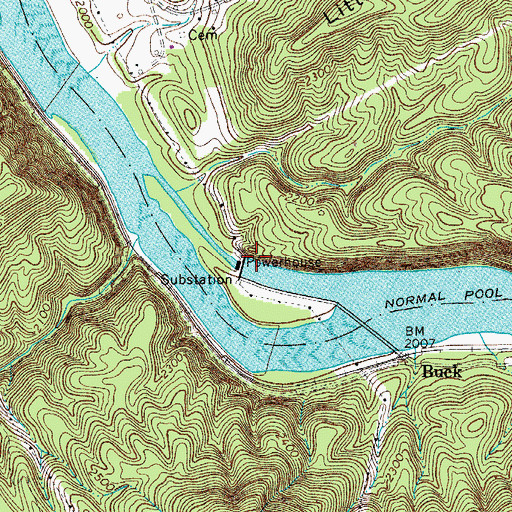 Topographic Map of Buck Reservoir, VA