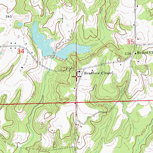 Topographic Map of Bradford Chapel School (historical), AL