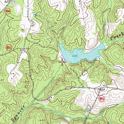 Topographic Map of Roanoke Creek Number 68 Dam, VA