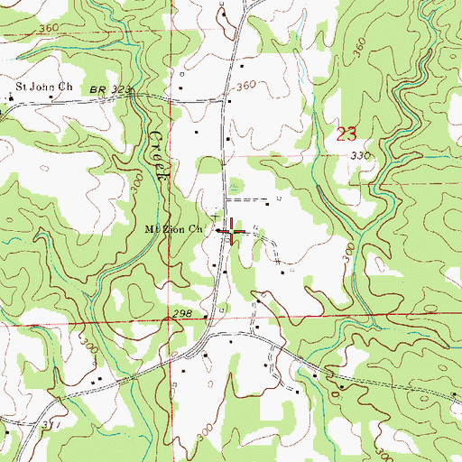 Topographic Map of Mount Zion School (historical), AL