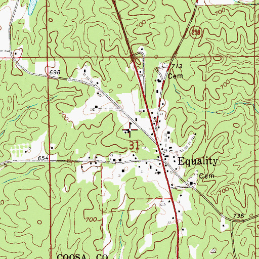 Topographic Map of Equality Junior High School (historical), AL