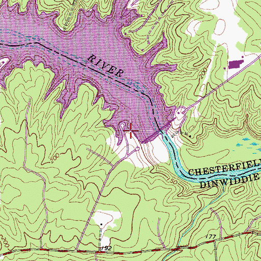 Topographic Map of Brasfield Reservoir, VA