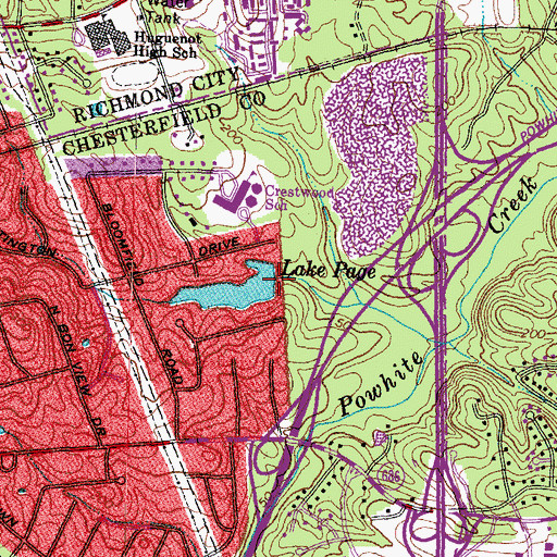 Topographic Map of Lake Page Dam, VA