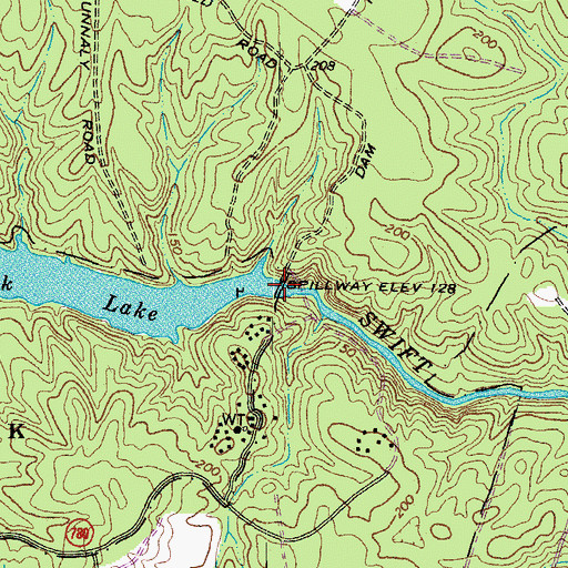 Topographic Map of Swift Creek Dam, VA