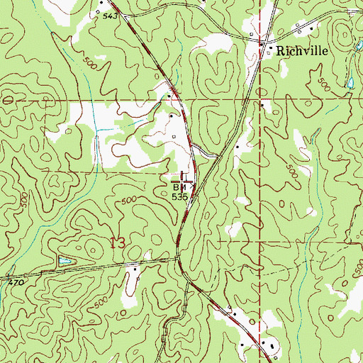 Topographic Map of Richville Junior High School (historical), AL
