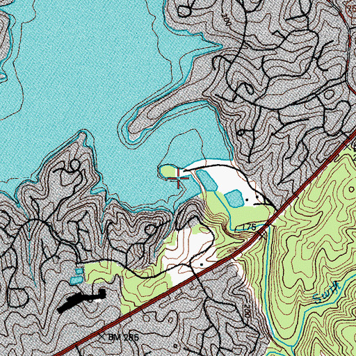 Topographic Map of Swift Creek Reservoir Dam, VA