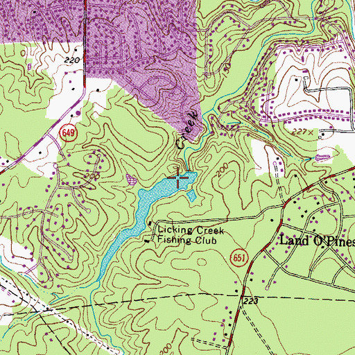Topographic Map of Licking Creek Fishing Club Dam, VA