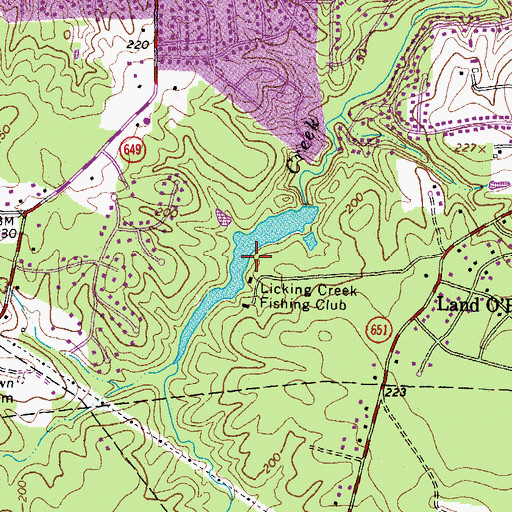 Topographic Map of Licking Creek Fishing Club Lake, VA
