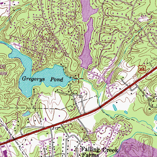 Topographic Map of Gregorys Dam, VA