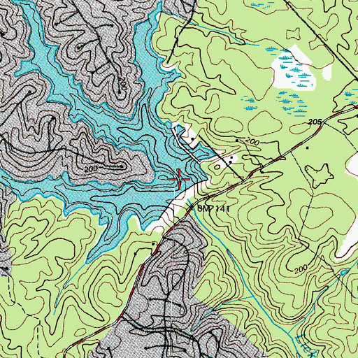 Topographic Map of Nash Road Lake Dam, VA