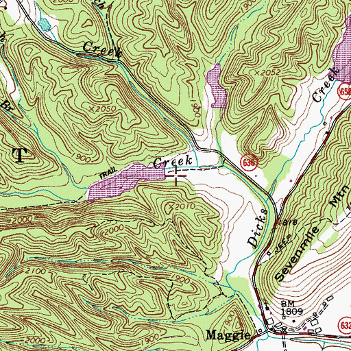 Topographic Map of Johns Creek Number Two Dam, VA