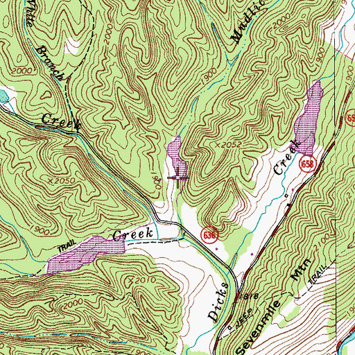Topographic Map of Johns Creek Number Three Dam, VA