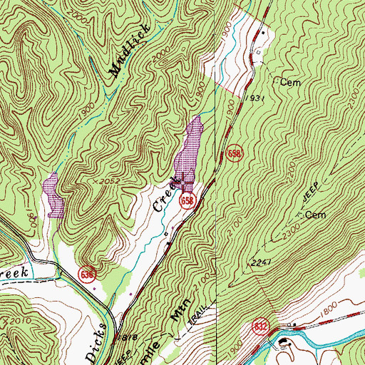 Topographic Map of Johns Creek Number Four Dam, VA