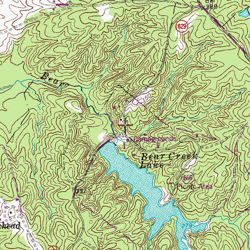 Topographic Map of Bear Creek Dam, VA