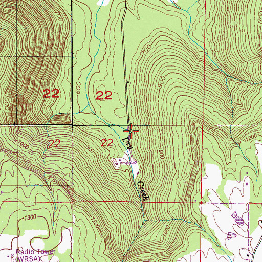 Topographic Map of Benefield Spring, AL