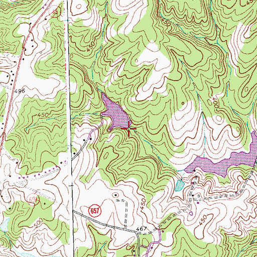 Topographic Map of Lafoon, Watkins and Perry Dam, VA