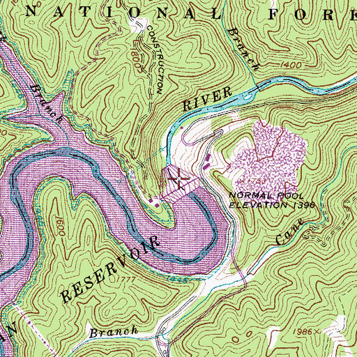 Topographic Map of John W Flannagan Dam, VA
