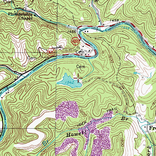 Topographic Map of Nicewonder Dam, VA