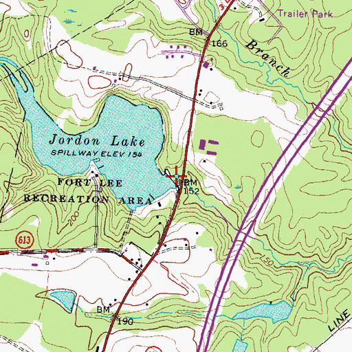 Topographic Map of Lake Jordon Dam, VA