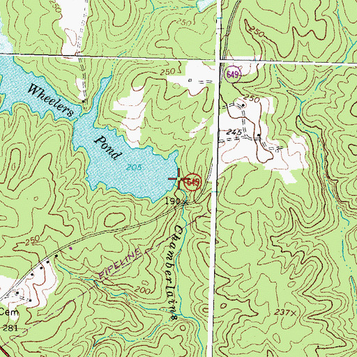 Topographic Map of Wheelers Dam, VA