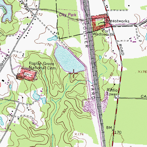 Topographic Map of Cernys Dam, VA
