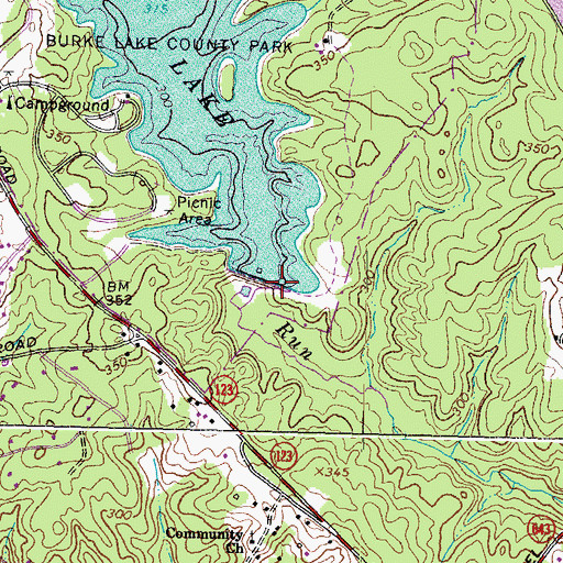 Topographic Map of Burke Lake Dam, VA