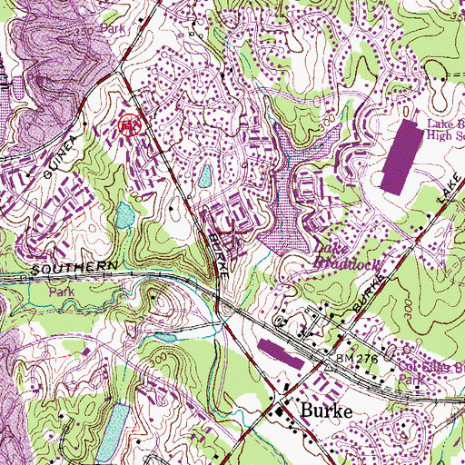 Topographic Map of Lake Braddock, VA