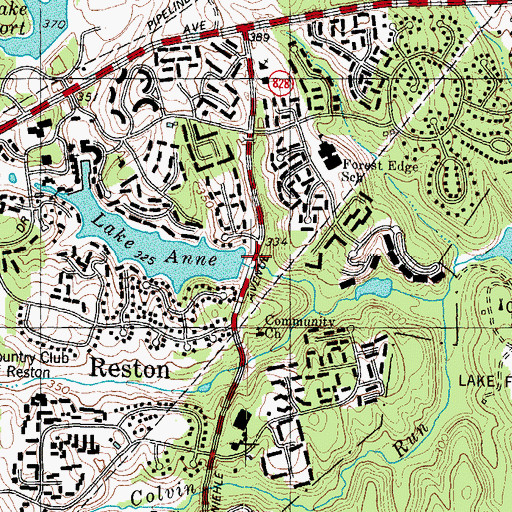 Topographic Map of Lake Anne Dam, VA