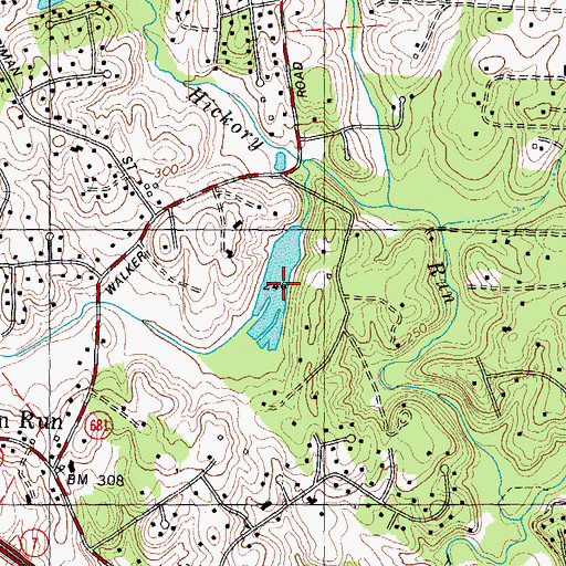 Topographic Map of Impoundment on Piney Run, VA