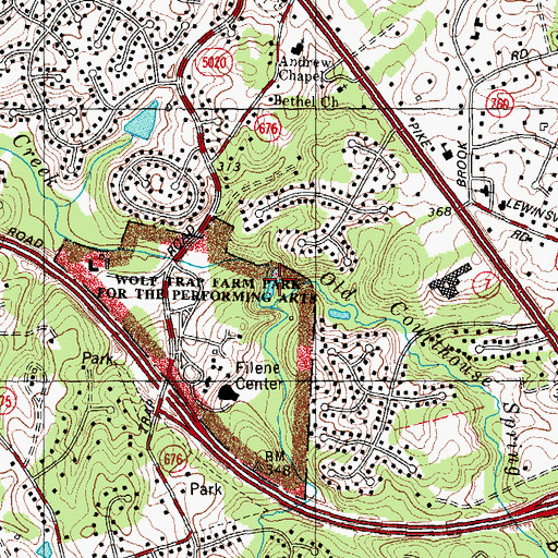 Topographic Map of Wolf Trap Farm Pond, VA