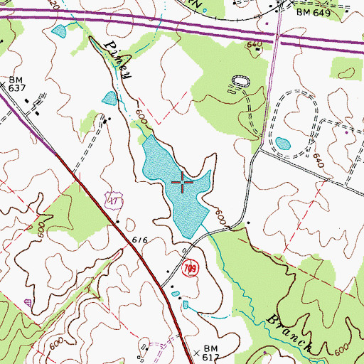 Topographic Map of Bowmans Pond, VA