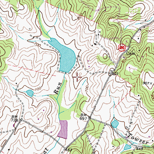 Topographic Map of Johnsons Dam, VA