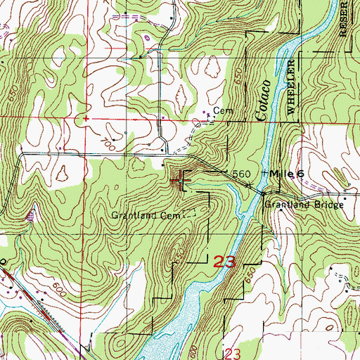 Topographic Map of Grantland Spring, AL